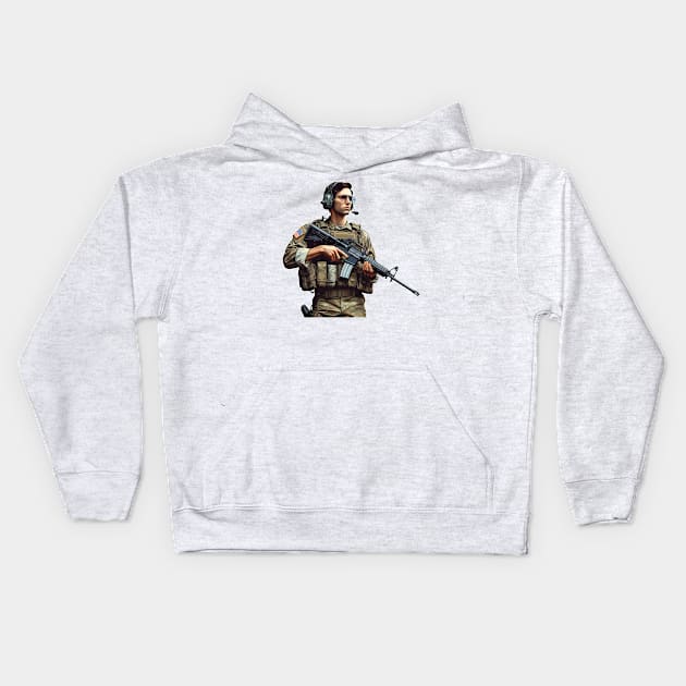 Tactical Man Kids Hoodie by Rawlifegraphic